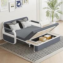 "Homary" tamsiai pilka ištraukiama sofa-lova su daiktadėže, 2 sėdimos vietos, medvilninio lino mišinys, reguliuojamos kojelės, modernus dizainas, puikiai tinka svetainei ir biurui (iki 190 cm)