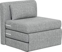"HOMCOM 2-in-1" sulankstoma sofa-lova su lovos funkcija, lininė išvaizda, minkšta svečių lova, sulankstoma kėdė, sulankstomas čiužinys, grindų kėdė svetainei, miegamajam, 80 x 75 x 74 cm, pilka