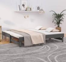 "Homgoday Dormeuse" išskleidžiama pilka 2 x (90 x 190 cm) pušies masyvo sofa lova Šiuolaikinės sofos Lauko sodo lauko baldai