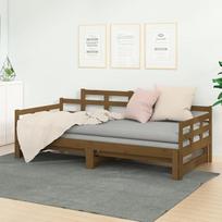 "Homgoday Dormeuse" išskleidžiama rudos spalvos pušies masyvo 2 x (90 x 190 cm) sofa lova Svetainės sofa Lauko sodo baldai