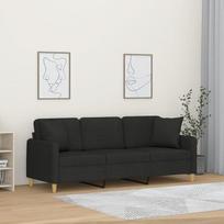 "Homgoday" 3 vietų sofa su dekoratyvine pagalvėle, poilsio sofa, sofa, sofa, moderni svečių sofa, atlenkiama sofa, sėdimoji sofa, atpalaiduojamoji sofa, svetainės, biuro, miegamojo baldai, juoda, 180 cm
