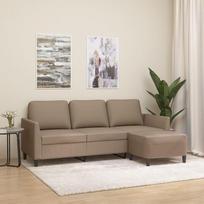 "Homgoday" 3 vietų sofa su taburete, sofa, kušetė, moderni svetainės sofa, svečių sofa, poilsio sofa, kampinė sofa, L formos kampinė sofa, svetainės baldai, miegamasis, kapučino rudos spalvos, 180 cm,