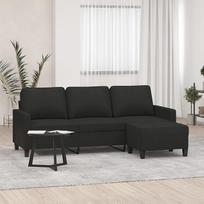 "Homgoday" 3 vietų sofa su taburete, sofa, sofa, sofa, poilsio sofa, svečių sofa, L formos sofa, kampinė sofa, relaksacinė sofa, kampinė sofa, svetainės baldai, miegamasis, biuras, juoda, 180 cm