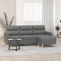 "Homgoday" 3 vietų sofa su taburete, sofa, sofa, sofa, poilsio sofa, svečių sofa, poilsio sofa, kampinė sofa, L formos kampinė sofa, svetainės baldai, miegamasis, tamsiai pilka, 180 cm audinys