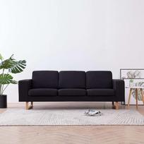 "Homgoday" 3 vietų sofa, svečių sofa, šiuolaikinė sofa-lova su atlošu, porankis, audinio sofa, svetainės baldai, miegamasis, audinys, juoda