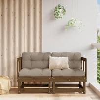 "Homgoday" sodo kampinės sofos 2 rudos spalvos 1 kietos pušies medienos sofos Lauko sodo lova Sofa Sofa Sodo svetainė Terasa Lauko baldai e1