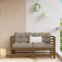 "Homgoday" sodo kampinės sofos 2 rudos spalvos 1 kietos pušies medienos sofos Lauko sodo lova Sofa Sofa Sodo svetainė Terasa Lauko baldai f1