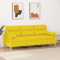 "Homgoday" sodo sofa 3 vietų sofa su šviesiai geltonomis pagalvėlėmis 180 cm audinio sofos Lauko sodo lova Sofa terasos lauko baldams