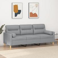 "Homgoday" sodo sofa 3 vietų sofa su šviesiai pilkomis pagalvėlėmis 180 cm audinio sofos Lauko sodo lova Sofa Lauko terasos baldai