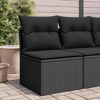 "Homgoday" sodo sofa be porankių su juodomis poliratano pagalvėlėmis, Lauko sofos, Sofa, Sodo sofa, Svetainė, Terasa, Lauko, Lauko, Baldai