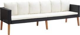 "Homgoday" sodo sofa Lauko 3 sėdimų vietų sofa su polietileno rotango pagalvėle Juoda lova Sofa Sofa Sofa Sodo sofa Svetainės terasa Lauko baldai