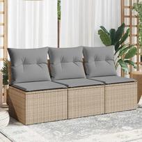 "Homgoday" sodo sofa su 3 sėdimų vietų pagalve Smėlio spalvos poliuretano rotango sofos Lauko sofa Sofa Sodo sofa Gyvenamasis kambarys Terasa Lauko baldai