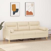 "Homgoday" sodo sofa svetainei 3 vietų sofa su pagalvėle Kreminė 180 cm audinio sofos Lauko sodo lova Sofa Lauko terasos baldai