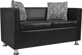 "Hommdiy" 2 vietų sofa Sofa Lounge Sofa Recliner Sofa Faux Leather Black
