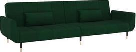 "Hommdiy" sofa lova 2-vietė su 2 pagalvėlėmis, tamsiai žalia, aksominė sofa-lova su miego funkcija, sofa-lova, svečių lova su 2 pagalvėlėmis, sofa-lova svetainė, moderni