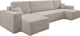 "Hugo" U formos kampinė sofa su miego funkcija ir lovos dėže, kampinė sofa, U formos sofa-lova (smėlio spalvos) | Hugo U_Poso_100
