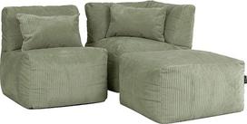"Icon Noa" modulinė sofa suaugusiesiems, šalavijo žalia, pūkuotas velvetinis audinys, 3 vietų kampinė sofa, patogus pupelių maišas su užpildu, išskleidžiama kėdė, poilsio kambarys, svetainės baldai