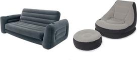 "Intex" sofa-lova, 66552, 203 x 224 x 66 cm, ir pripučiami baldai "Ultra Lounge", pilka, 102 x 137 x 79 cm / 64 x 28 cm skersmuo