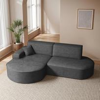 "Kaiser Möbel" - Kampinė sofa su miego funkcija ir lovos dėže - Kampinė L formos sofa, gyvenamasis peizažas - Patogi sofa su baldakimu - Modena PRO audinys Poso Graphite, kairė