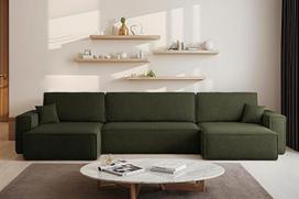 "Kaiser Möbel" - kampinė sofa su miego funkcija ir lovos dėže, "U" formos gyvenamasis kraštovaizdis, sofa lova, didelė sofa, patogi sofa su baldakimais svetainei, poilsio sofa, U formos svetainės komplektas, geriausia U XL