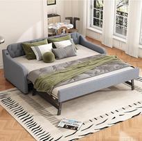 "Kayan" sofa lova su ištraukiama lova, minkšta lova su USB jungtimi, dienos lova, sofa lova, 90 x 2000 cm, su skersiniu rėmu, jaunimo lova ir lovelė suaugusiems, be čiužinio (pilka)