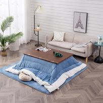 "Kotatsu" 4 dalių rinkinys Žiemos šildymo stalas Svetainės stačiakampis Kotatsu japoniškas tatamio staltiesė + grindų kilimėlis + šildymas + stalas, mėlyna (C)-80 x 120 x 45 cm, mėlyna (C)-80 x 120 x 45 cm