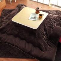 "Kotatsu" šildytuvas, futono komplektas, japoniškos krosnelės šildymo stalas, medžio masyvo "Tatami" šildytuvas, kvadratinis futono stalas, šildymas/deka / kilimas, 3 spalvų variantai (spalva: ruda, dydis: 80 x 80 x 41 cm) (B
