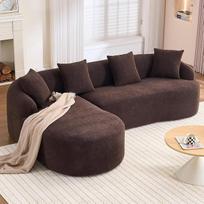 "L" formos kampinė sofa, berėmė 3 vietų sofa, 4 pagalvėlės, 150 cm svetainės sofos komplektas, neremontuojama (ruda)