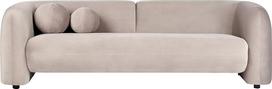 "Leiren" sofa iš aksomo audinio, smėlio spalvos / Taupe, 3 sėdimų vietų, su dekoratyvine pagalvėle, skirta svetainei