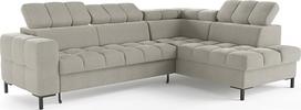 "Letsit Fiore L Raven" kampinė sofa, sofa su miego funkcija ir lovos dėže, sofa su 4 sėdimomis vietomis, 276 cm pločio, laisvai pastatoma poilsio sofa, patogi sofa su baldakimu svetainei ir miegamajam, dešinė, smėlio spalvos