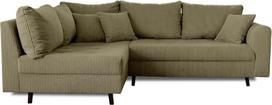 "Lisa Design Rune" - kairiojo kampo sofa - 4 sėdimos vietos - su taburete - velvetinė žalia