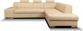"London II" moderni tikros odos kampinė sofa su galvos atlošais ir miego funkcija, tikros odos kampinė sofa, daug daugiau spalvų (275 x 200 cm kampas dešinėje)