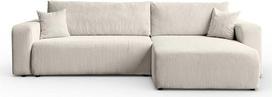 "Lookway Prestige XL" kampinė sofa su miego funkcija ir lovos dėže, sofa-lova su gulimuoju paviršiumi 130 x 230 cm, moderni sofa su universaliu otomanu, medžiaginė sofa (kreminė - Poso 100)