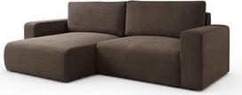"Lookway Opera" kampinė sofa su miego funkcija ir lovos dėže, universali L formos sofa-lova su gulimuoju paviršiumi 125 x 205 cm, svetainės sofa (ruda - Poso 06)