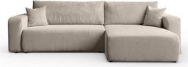 "Lookway Prestige XL" kampinė sofa su miego funkcija ir lovos dėže, sofa-lova su gulimuoju paviršiumi 130 x 230 cm, moderni sofa su universaliu otomanu, medžiaginė sofa (smėlio spalvos - Poso 02)