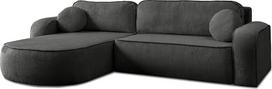 "Lookway Venus Venus" L formos kampinė sofa su miego funkcija ir lovos dėže - šiuolaikinė sofa lova 230 x 123 cm su užapvalintais šonais, patogus audinys, idealiai tinkanti svetainei (tamsiai pilka - Poso 34)