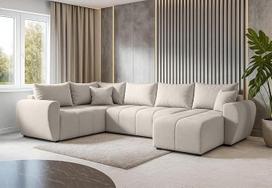 "Malatya U XL Living Landscape" U formos XXL kampinė sofa smėlio spalvos 303 cm L