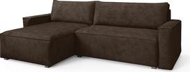 "Masseno Besmir" kampinė sofa su miego funkcija, "L" formos, moderni sofa su lovos dėže, svetainės sofa, sofa, sofa, sofa lova, sofos komplektas - ruda, POSO 06