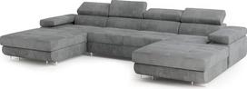 "Masseno Lykke M" kampinė sofa su miego funkcija, "U" formos, "Glamour" sofa su lovos dėže, svetainės sofa, sofa, sofa, sofa lova, sofos komplektas - pilka, "Monolith 85