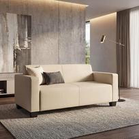 "Mendler Lyon" modulinė dvivietė sofa-lova iš dirbtinės odos 136 cm kreminės spalvos