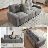 "Merax" 3 vietų sofa-lova su reguliuojamu sėdynės gyliu, daugiafunkcinė sofa su gulimuoju paviršiumi ir svečių lova, šenilinis audinys, tvirtas medžio masyvo rėmas, tiesus kompaktiškas dizainas, pilka spalva