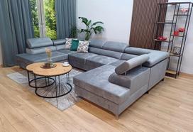 "Milan" kampinė sofa su miego funkcija ir lovos dėže - U formos sofa lova su laikymo vieta - moderni kampinė sofa svetainei - sofa su lovos funkcija Gyvenamasis kraštovaizdis U formos (pilka)