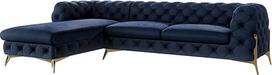 "Milton Chesterfield" kampinė L formos sofa Kampinė sofa Kampinė sofa Svetainės baldai Gyvenamasis kraštovaizdis Minkšta sofa su metalinėmis kojelėmis 5 vietų 305 x 200 x 73 cm Tamsiai mėlyna kairė