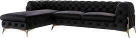"Milton Chesterfield" kampinė L formos sofa Kampinė sofa Kampinė sofa Svetainės baldai Gyvenamasis kraštovaizdis Minkšta sofa su metalinėmis kojelėmis 5-vietė 305 x 200 x 73 cm Juoda kairė