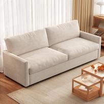 "Miuuod" 190 cm pločio balta dvivietė sofa - minkšta sofa su gilia sėdyne mažoms erdvėms - 2 vietų sofa iš minkšto, orui laidaus ir lengvai prižiūrimo mėlyno poliesterio aksomo
