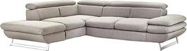 "Mivano Prestige" dirbtinės odos kampinė sofa, L formos modulinė sofa su otomanu ir reguliuojamais galvos ir porankių atlošais