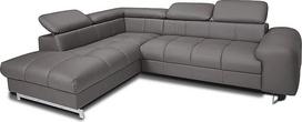"Mivano" kampinė L formos sofa su otomanu ir reguliuojamais galvos atlošais iš odos / 262 x 72 x 206 cm / Dirbtinė oda "Elephant