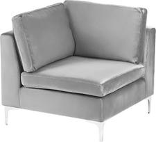 "Modul Glamour Evja" kampinė kėdė "Velvet Fabric Square" su atlošo pagalvėle pilkos spalvos