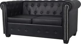 "Mogou Chesterfield" sofa 2-vietė, Sofa lova, Sofa lova, Sofa su, Sofa lova, Sofos ir sofos, Sofa lova, Dirbtinė oda, Juoda
