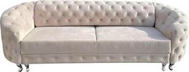 "Molly" sofa-lova su lovos dėže - 3 dydžių "Chesterfield Relax" sofa - Gyvenamasis kraštovaizdis su miego funkcija - Aksominė svetainė - Išskleidžiama sofa-lova - 290 x 100 cm - Smėlio spalvos